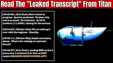 titan submarine transcript|‘Transcript of Titan sub’s final communication’ leaked。